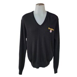 Vintage NFL By GARAN Women's V-Neck Knit Sweater Steelers Med Black Made USA